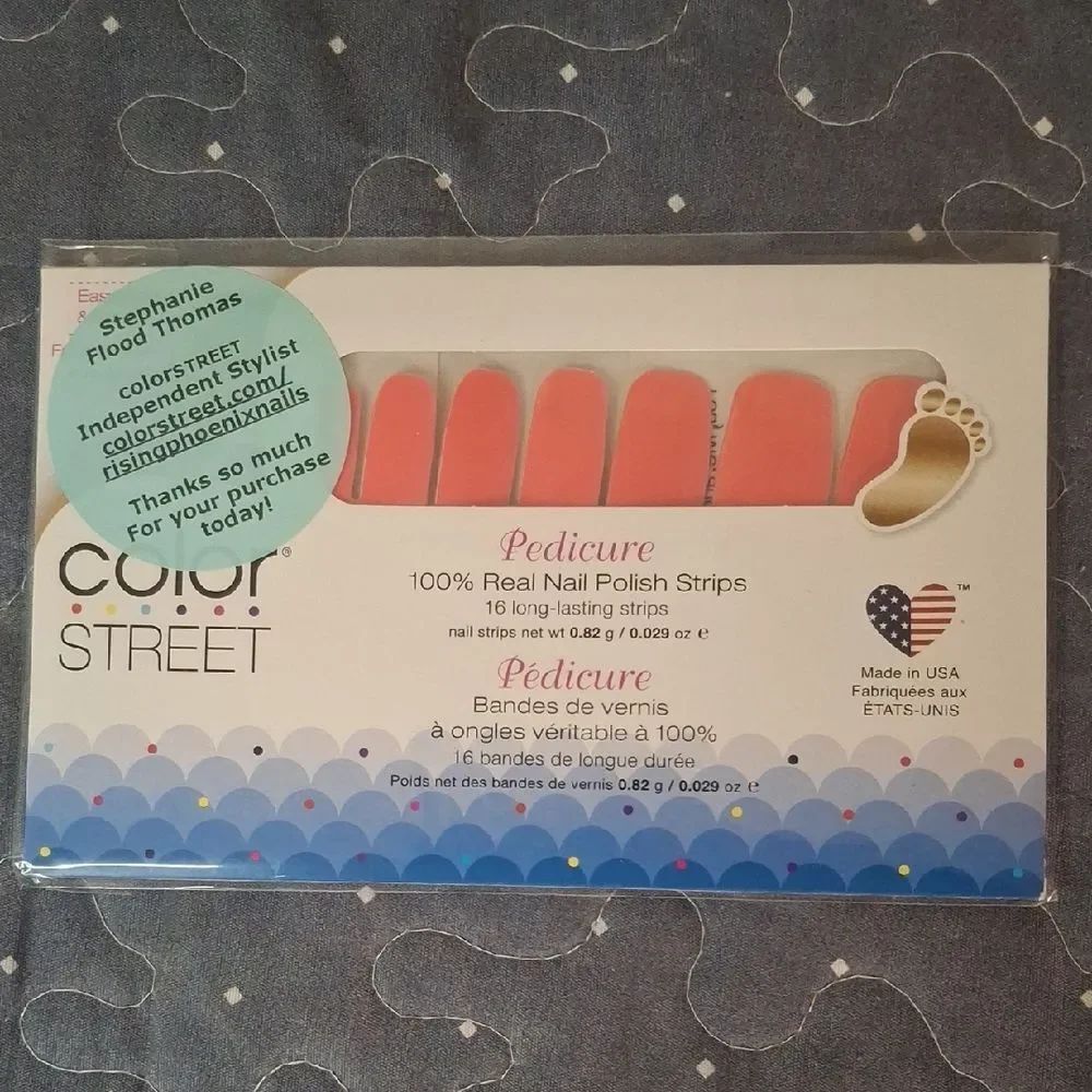 Color Street You, Me, and Capri Coral Pedicure Toe Nail Strips
